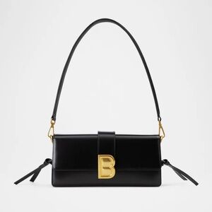 Brandon Blackwood Nia Smooth Leather Shoulder Bag in Black w/ Gold hardware